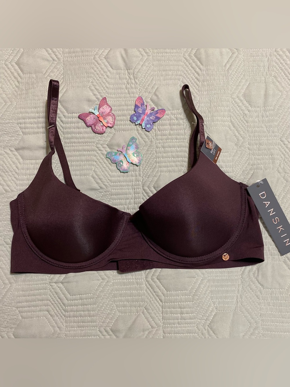 DANSKIN Bra Size 38C Deep Plum